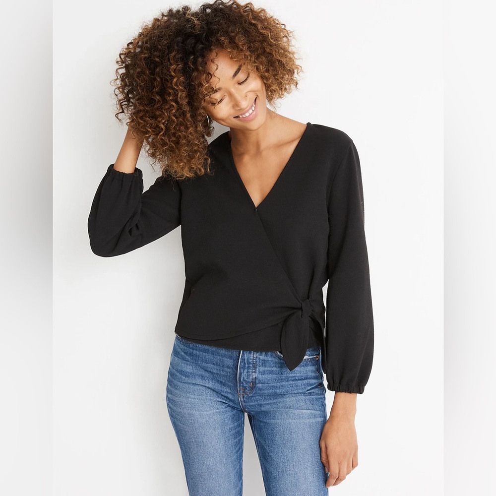 Madewell Texture & Thread Crepe Wrap Top